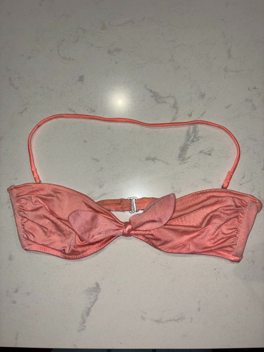 Victoria's Secret Bikini Top Medium Coral Metallic Twist Bandeau Halter Swim
